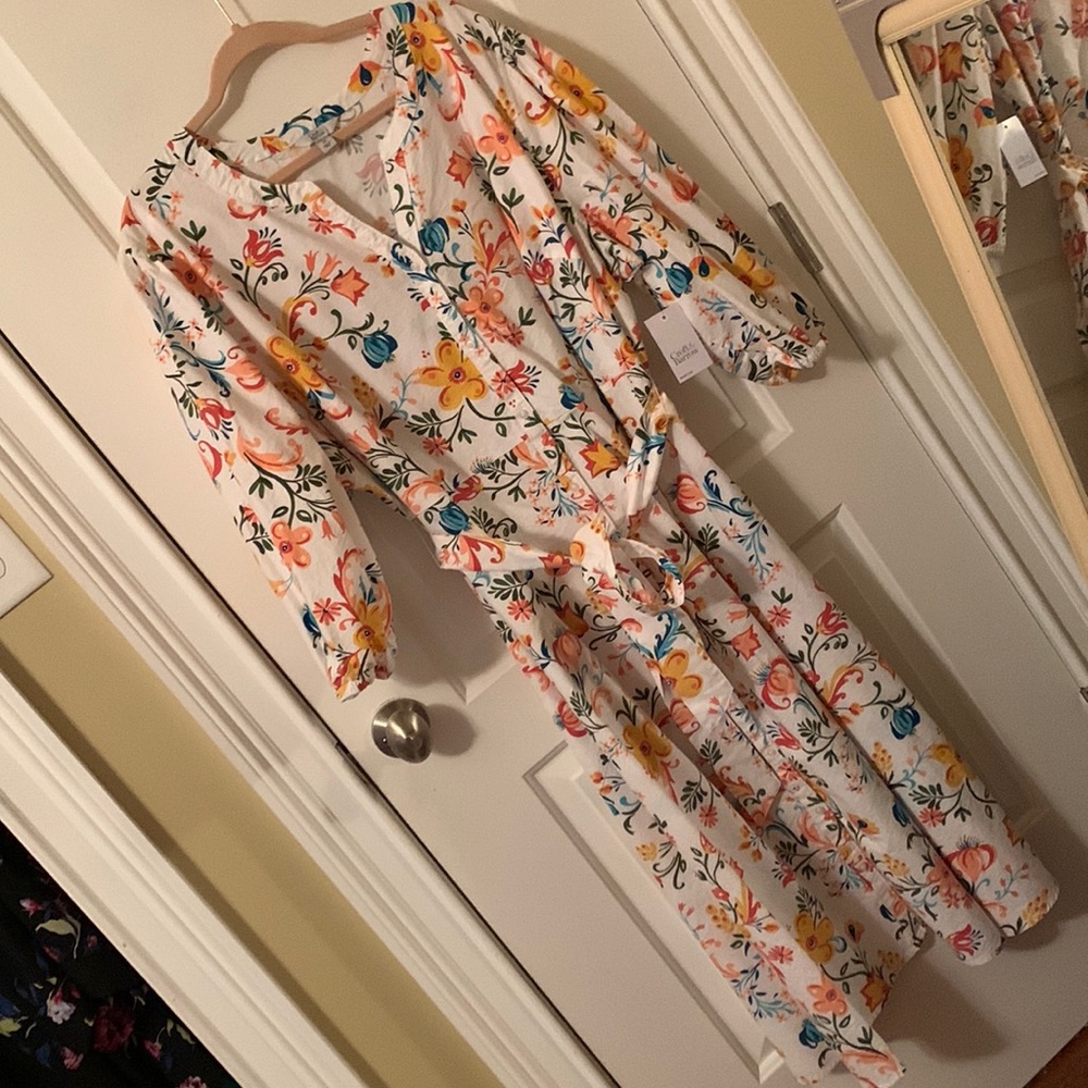 NWT Croft & Barrow beautiful floral fit&flare button up dress w/pockets size 3x